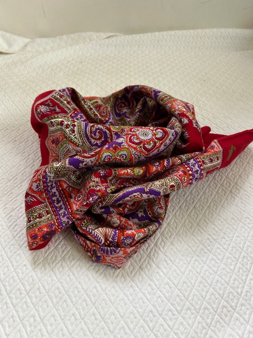 oilily vintage classic red paisley scarf - Picture 7 of 8